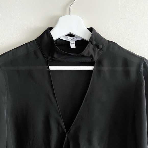 Derek Lam 10 Crosby Silk Choker Blouse Size 4 Black Women’s Designer Top - Picture 6 of 10